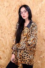 Bloomingdales Leather and Leopard Print Silk Shirt