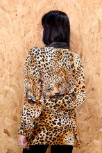 Bloomingdales Leather and Leopard Print Silk Shirt