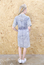 Embellished Denim Zip Through Midi Dress