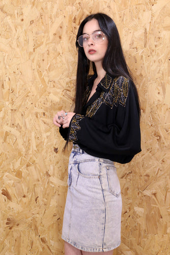 Acid Wash Denim Mini Skirt*