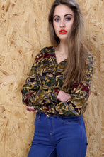 90s Leaf Cropped Silk Blouse