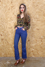 90s Leaf Cropped Silk Blouse