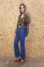 90s Leaf Cropped Silk Blouse