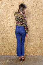 90s Leaf Cropped Silk Blouse