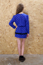 Blue 80s Spotted Peplum Dress