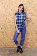 Distressed Sleeveless Checkered Shirt
