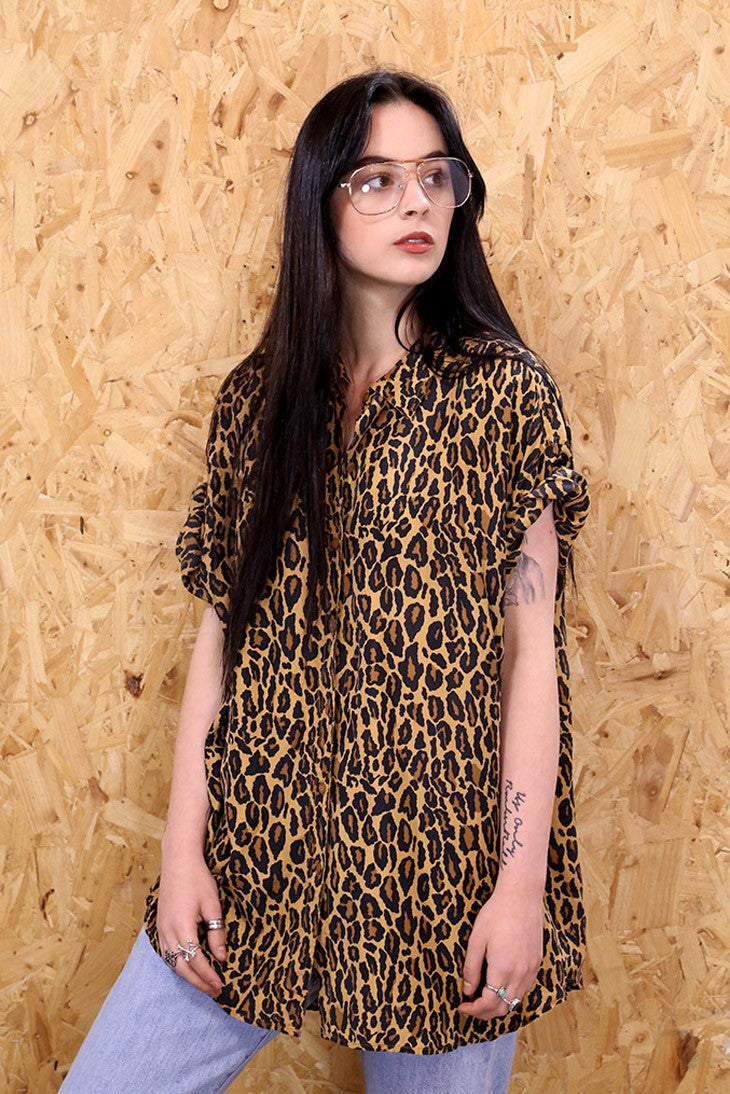 Animal Instincts Short Sleeved Leopard Print Shirt