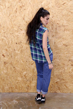 Distressed Sleeveless Checkered Shirt