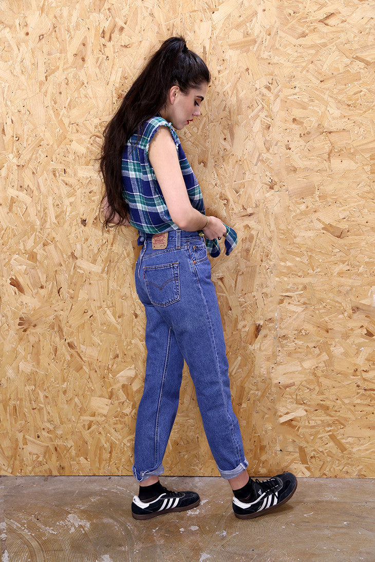 Distressed Sleeveless Checkered Shirt