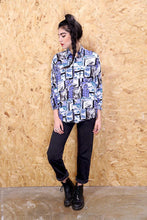 80's Abstract Blue Patterned Shirt