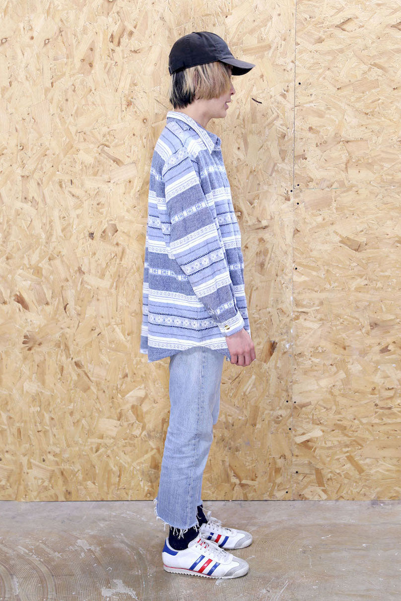 Blue And White Navajo Stripe Shirt