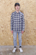 Blue and White Check Textured Shirt