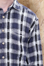 Blue and White Check Textured Shirt