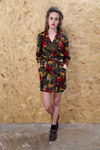 70s Long Sleeved Floral Shirt Dress
