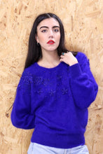 Blue Embellished Mohair Jumper