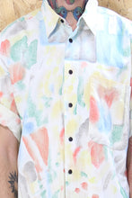 90s Short Sleeved Shirt in White with Multi Pattern