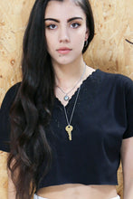 Black Embroidered Crop T-Shirt